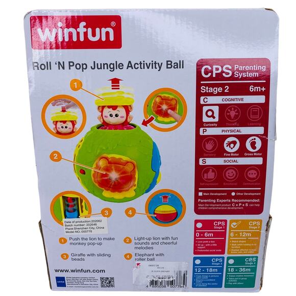 Winfun Roll 'N Pop Jungle Activity Ball 6m+ Lion Monkey Educational New - Picture 14 of 15